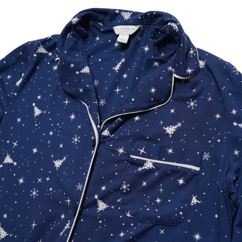 Charter Club Intimates Nightgown Womens‎ Small Blue Snowflake Star Print